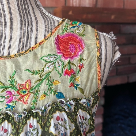 Anthropologie Tanvi Kedia Ananya Tiered Floral Tunic Dress Sz S - Picture 6 of 12